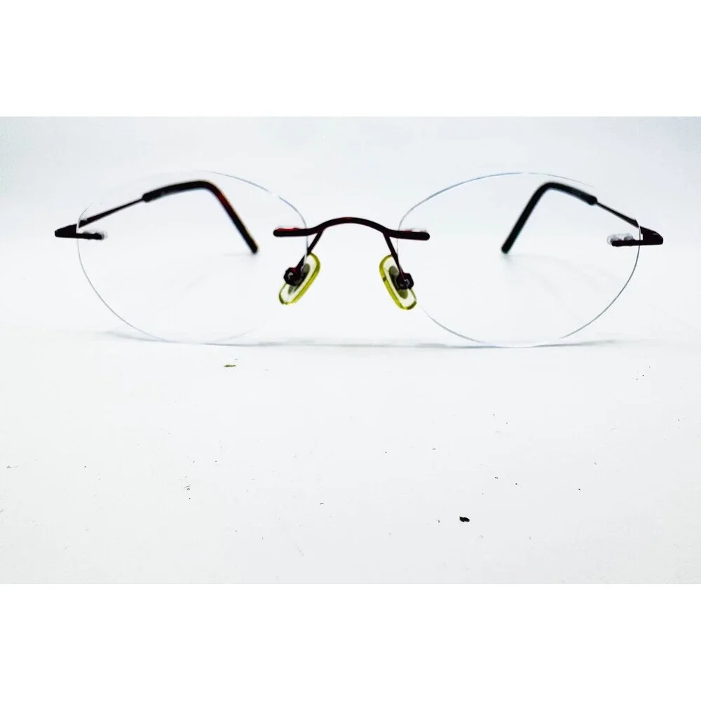 Ottoto Eyeglasses Unisex Burgundy Rimless Oval Frames 51-18-145